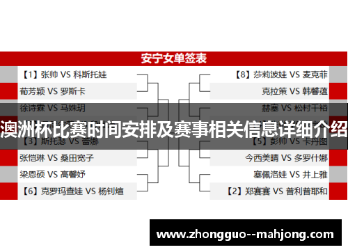 澳洲杯比赛时间安排及赛事相关信息详细介绍